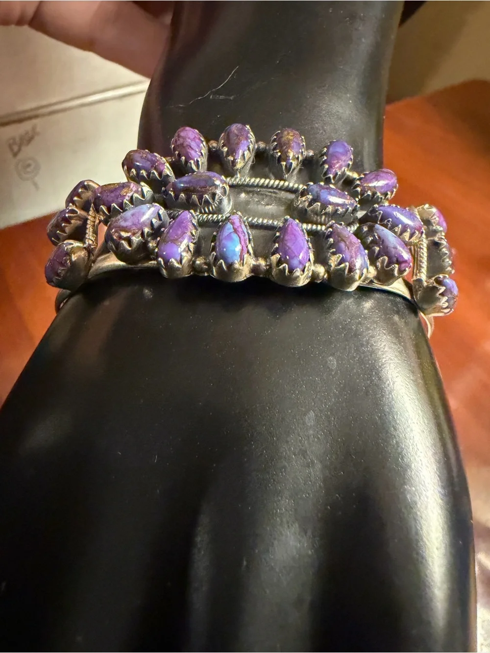 925 Sterling Purple Mohave Southwestern Cluster  Cuff Bracelet 7” - 27.3 g